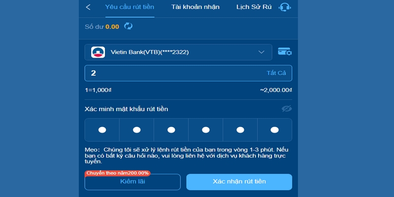 Trong quá trình đổi thưởng, thành viên cần cung cấp thông tin và xác nhận